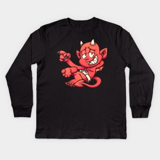 Red devil lying down Kids Long Sleeve T-Shirt